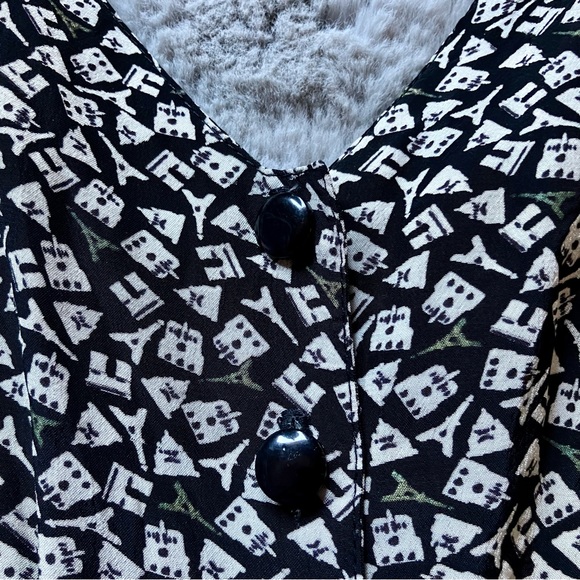 Vintage romper by LA City Paris size 40 black and white eiffle tower print - Picture 6 of 6
